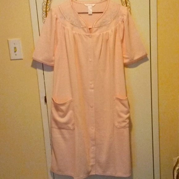 Adonna Womens Pink Snap Front Duster - Picture 1 of 4